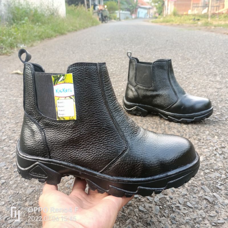 Sepatu Safety Slip On Pria Ujung Besi Jogger Sport King Safty Pria Sefty King Septi boot Kulit Asli