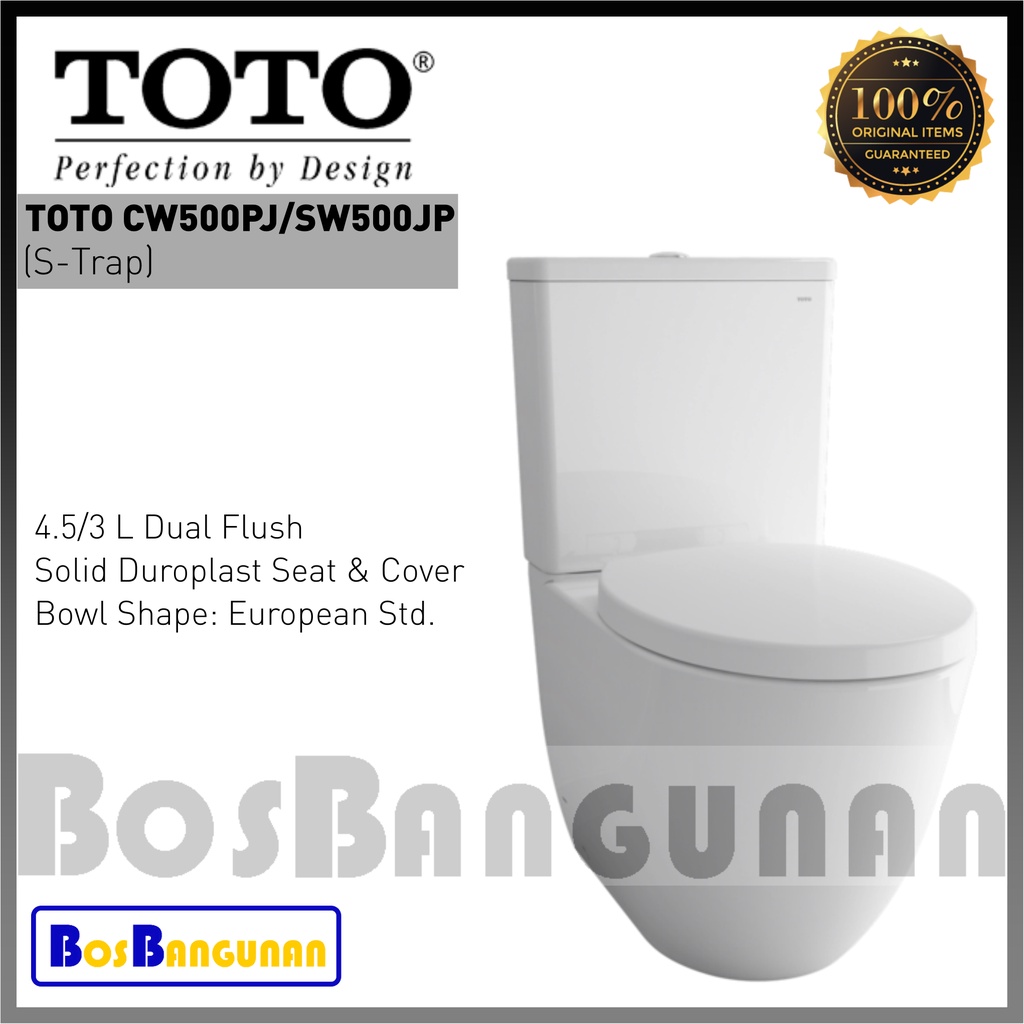 Kloset Duduk TOTO CW500PJ/SW500JP (S-Trap) / Closet TOTO CW 500 PJ Dual Flush Toilet