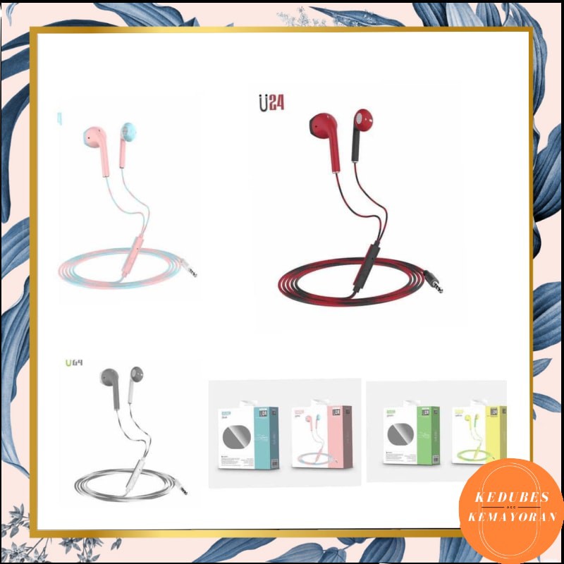 Earphone / Handsfree U24 Q24 macaron / Headset Macaroon Mate Color Hifi Extra Bass (kedubesacc)