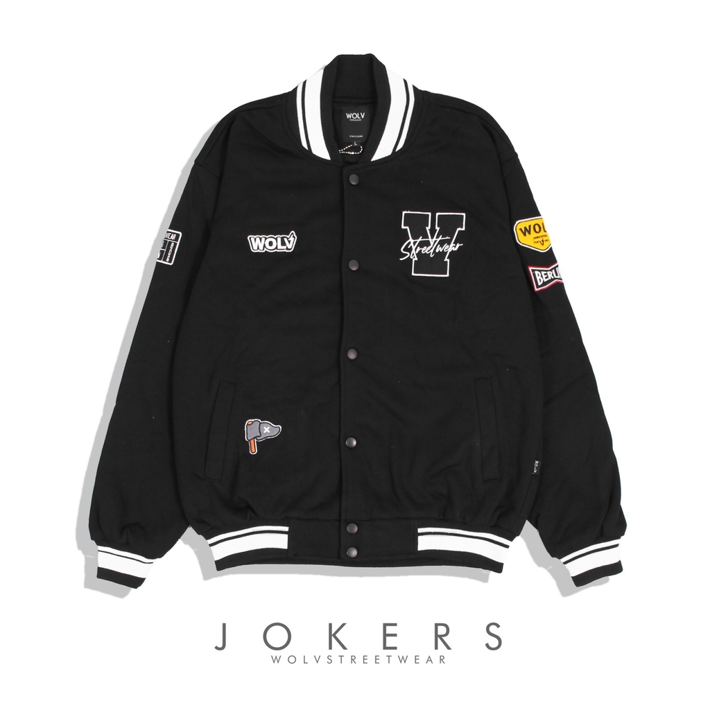 Jaket Jokers Jaket Varsity Jaket Wolv Jaket Baseball Pria Jaket Bomber Unisex