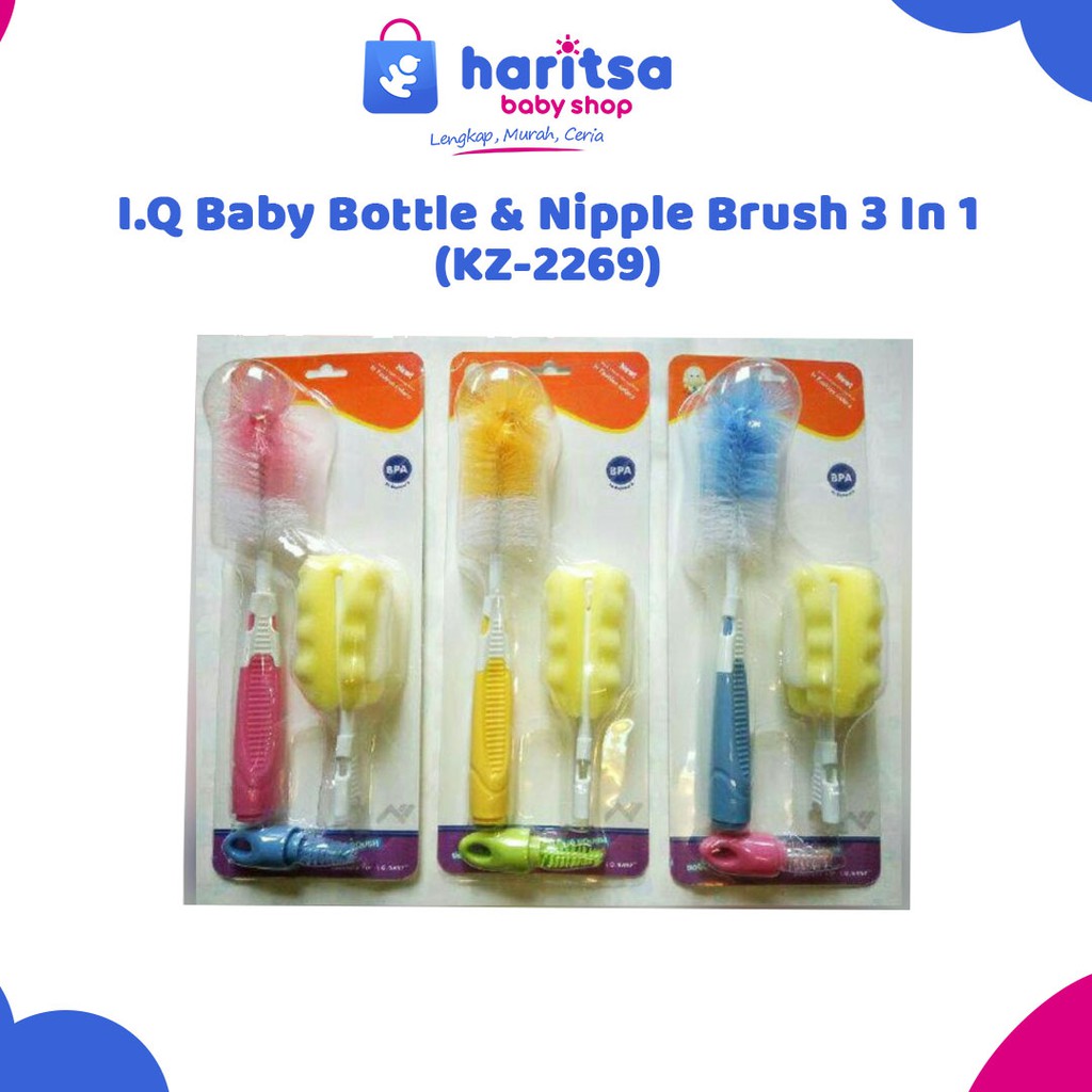 I.Q Baby Bottle &amp; Nipple Brush 3 In 1 (KZ-2269) / Sikat Pembersih Botol