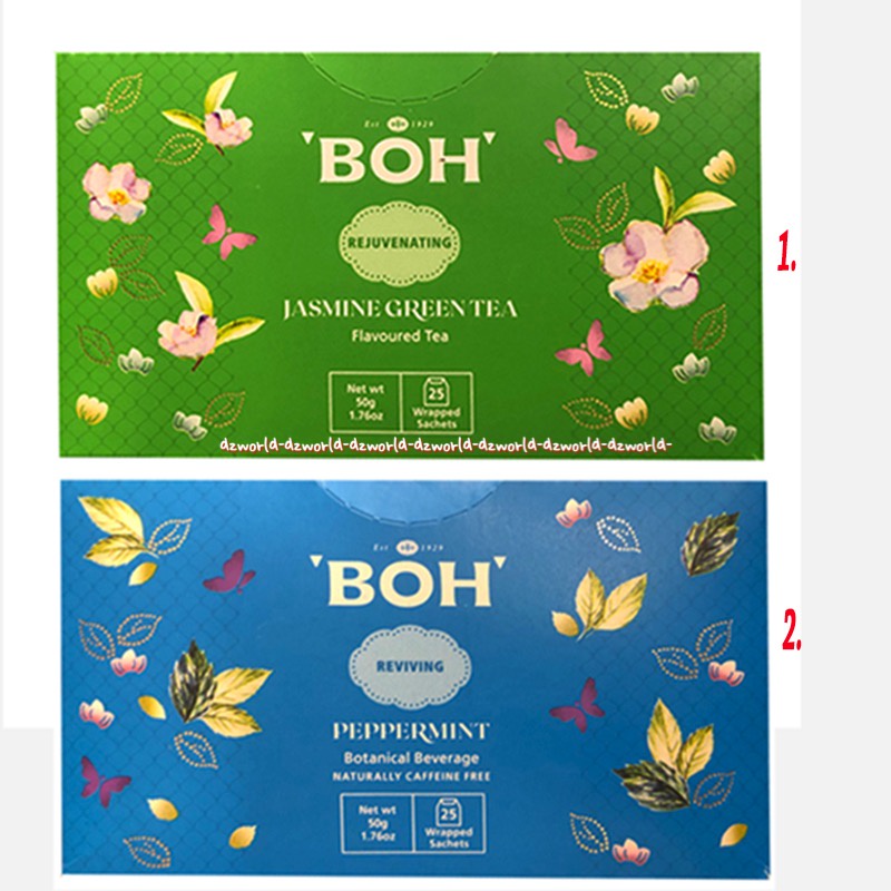 Boh Rejuvenating Jasmine Green Tea 25sachet Reviving Peppermint Botanical Beverage Teh Melati Teh Hijau Teh Rasa Mint Mentol Teh Boh Boh Tea