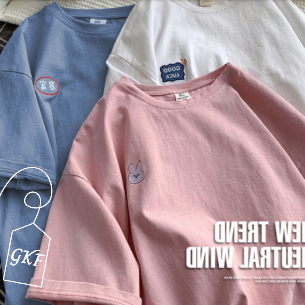 Kaos Pendek Wanita Oversized Cooky Bordir Korean Import
