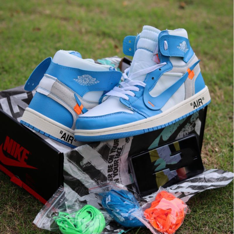 Jordan 1 off white universal blue / Sepatu Nike air jordan / Sepatu Pria