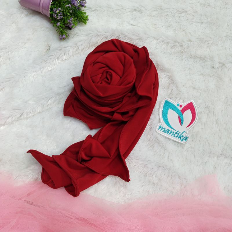 PASHMINA KUPING JERSEY NUNA HIJAB INSTAN PASHMINA VIRAL-Maroon