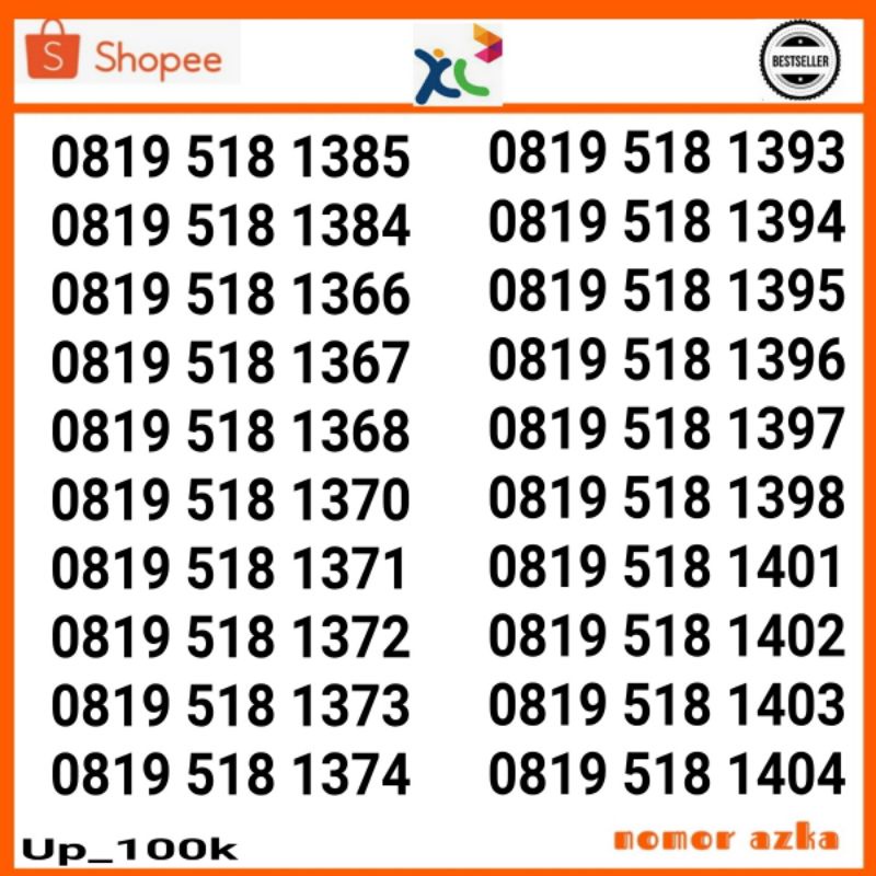 nomor Cantik Kartu Perdana XL 11 digit 0819 rapi up07
