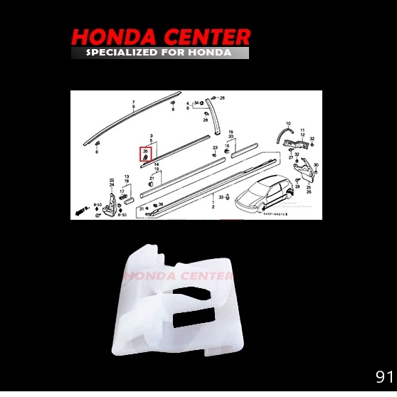 clip clep klem clem klip pelipit kaca pintu luar molding door civic genio estilo 1992 1993 1994 1995