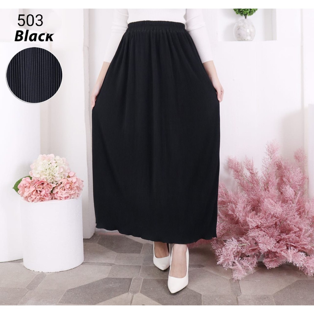 ROK PLISKET MURAH 503 LUVALINE ROK PLISKET PANJANG PLEATED SKIRT FLARE SKIRT MAYUNG FLOWY REMPEL