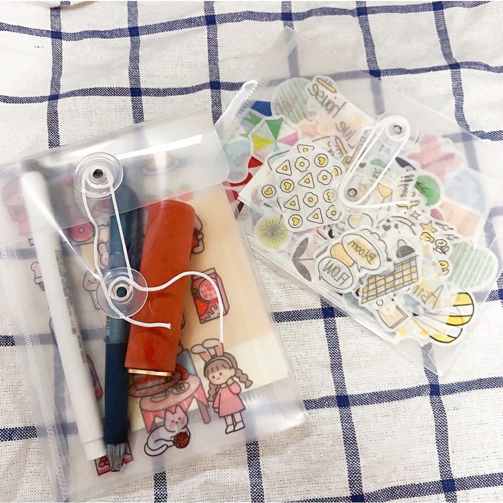 

Transparent Storage Bag Winding Journal Stickers Bag For Cosmetic