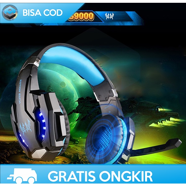 HEADSET GAMING KOTION EACH G9000 GOLD PLATED 3.5MM PLUG JERNIH NYAMAN