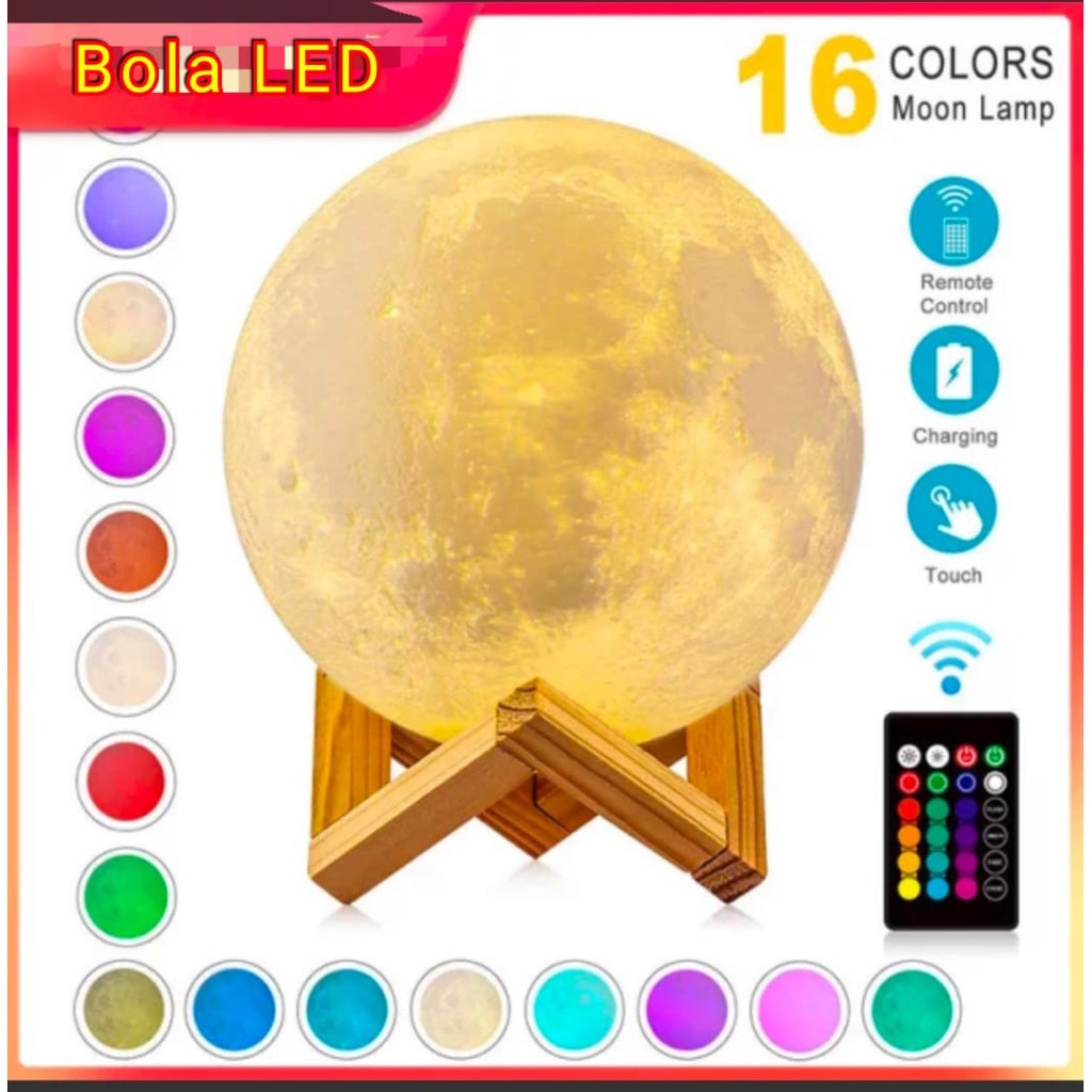 16 warna - Lampu Tidur 3D / Lampu Hias / Lampu Meja / Bola lampu Tidur - lingkaran bola 6&quot; inchi