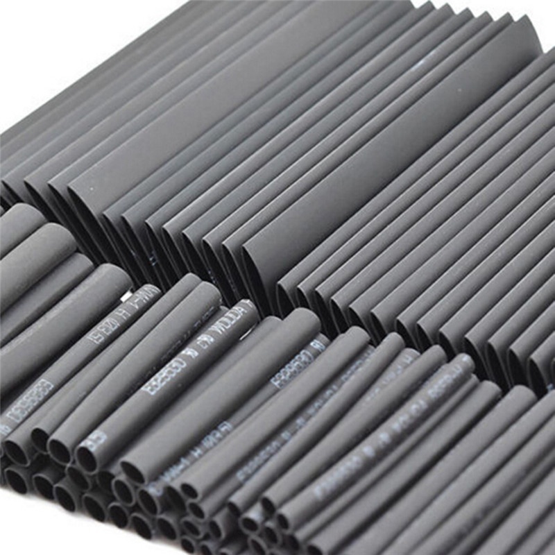 【Theredsunrisesiwy.id】Fashion 127Pcs Black Glue Weatherproof Heat Shrink Sleeving Tubing Tube Assortment Kit