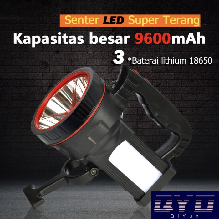 QYD Senter LED Super Terang 60W Dengan Holder dan Lampu samping IPX4 T