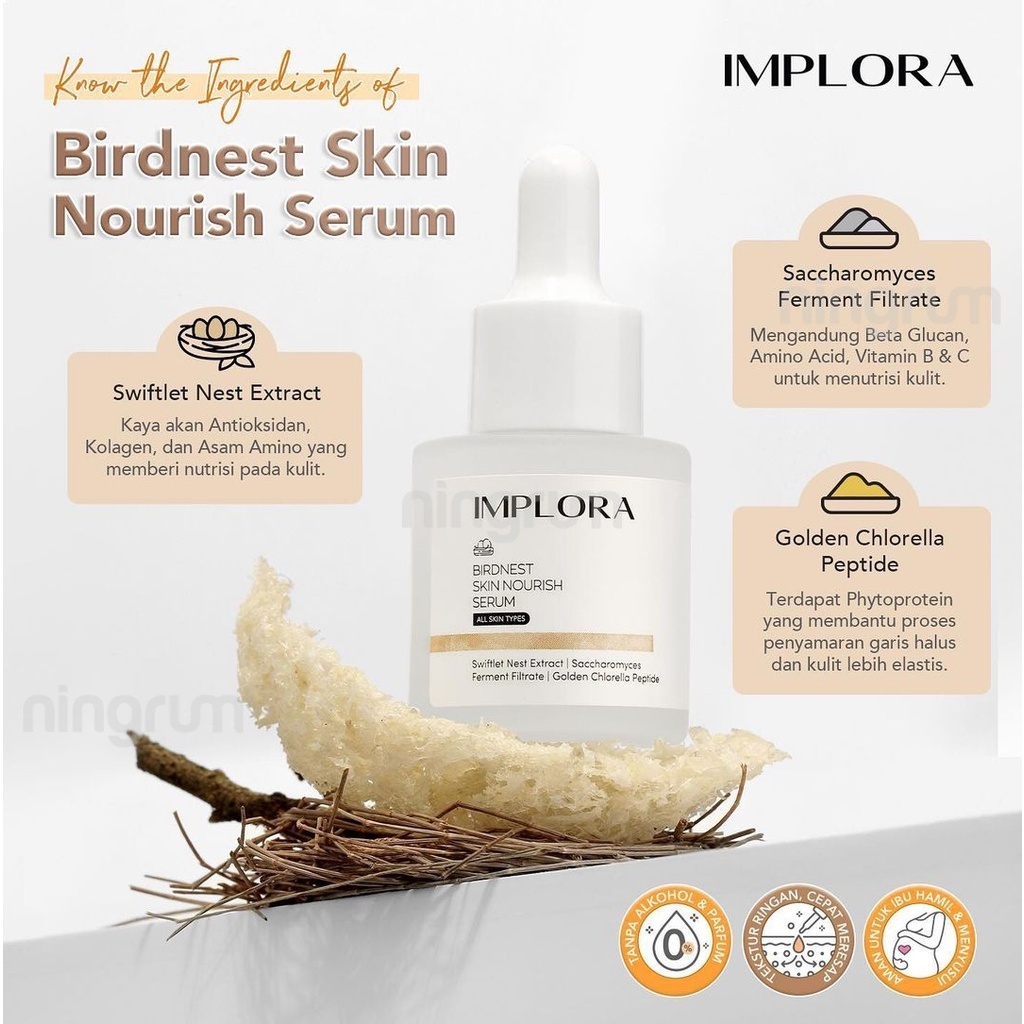 Ningrum Implora Serum Wajah 20ML | Face Serum Implora | Acne Serum Luminous Brightening Serum Midnight Serum Peeling Serum Hydrating Serum 24K Gold Serum 1% Liporetinol Serum Bakuchiol Serum Salmon DNA Serum Birdnest Skin Nourish Serum - 5110