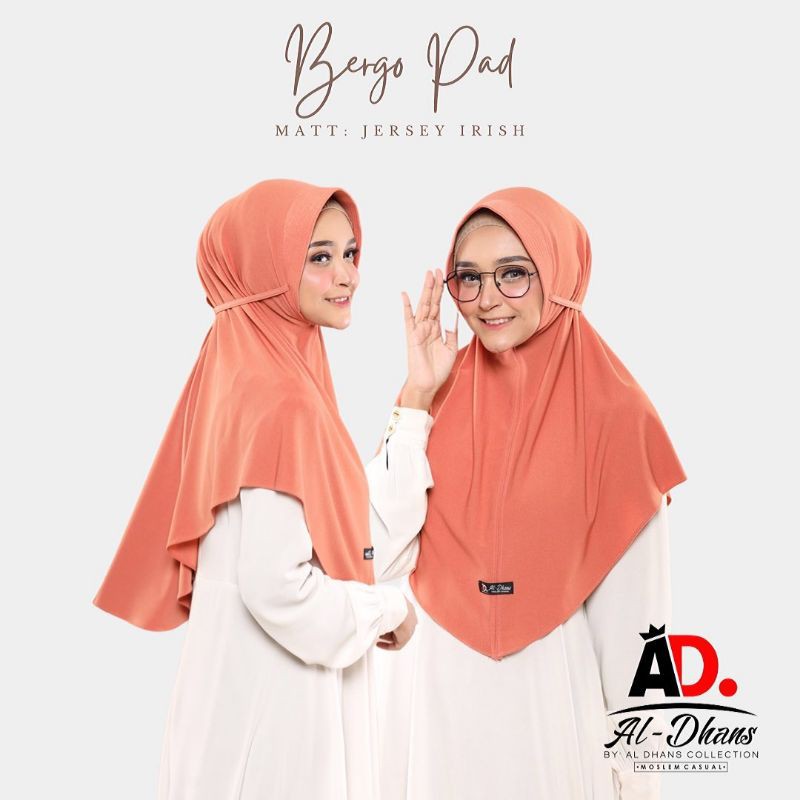 (AL-DHANS BERGO PED) HIJAB INSTAN BERGO PAD - JILBAB BERGO AD - JERSEY IRISH