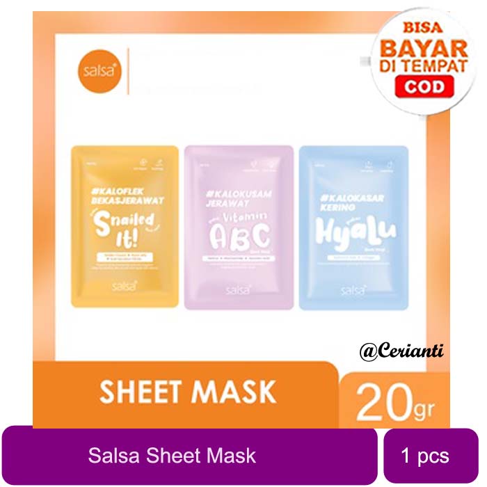 SALSA Sheet Mask - Masker Wajah Daily (Hyaluronic, Vitamin ABC, Snail)_Cerianti