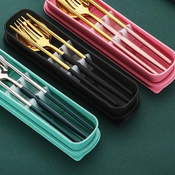 Sendok Makan Korea Stainless 4IN1 - Sendok Makan Set Garpu Sumpit -SC