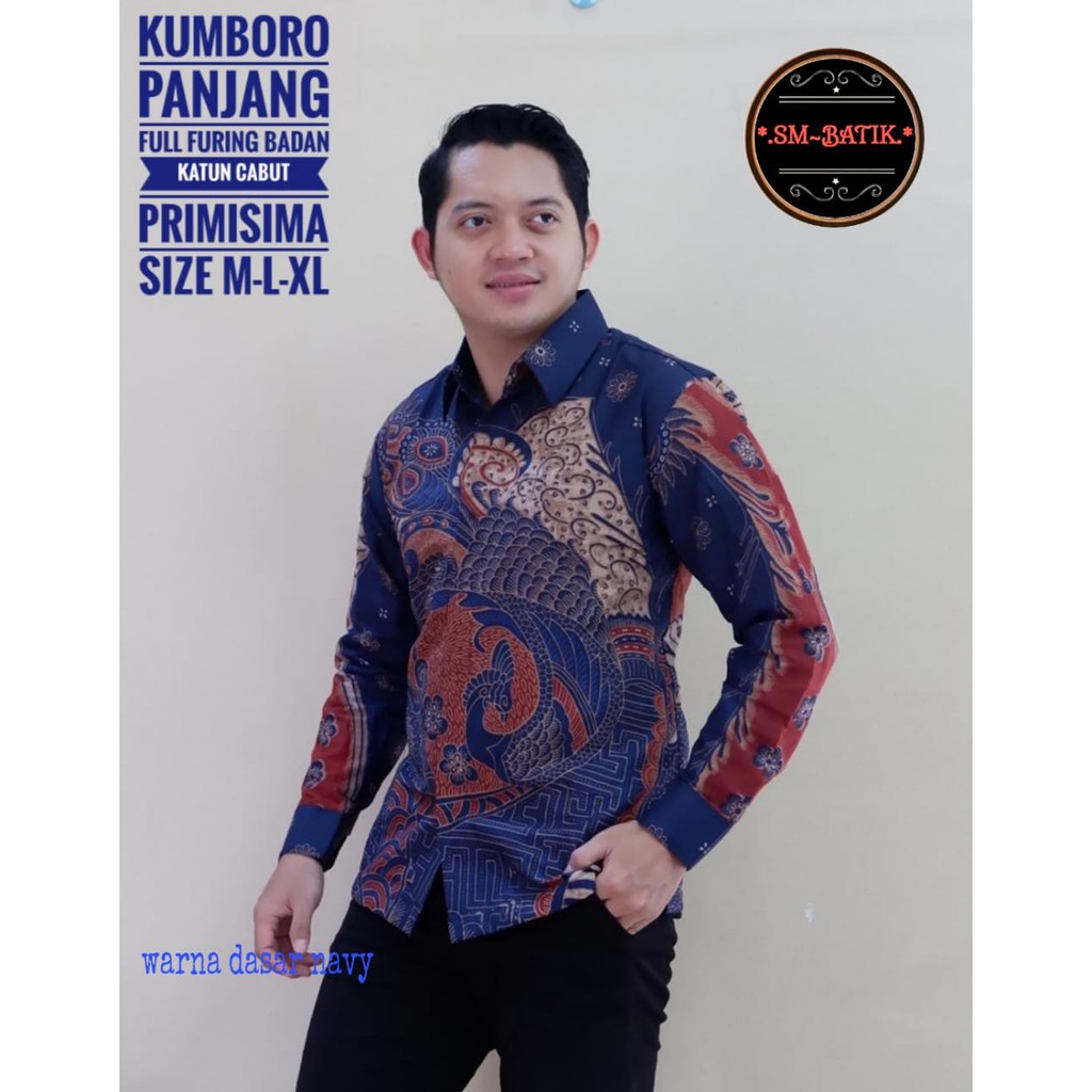 KUMBORO Kemeja Batik Pria Lengan Panjang Katun Halus FULL FURING SM Batik