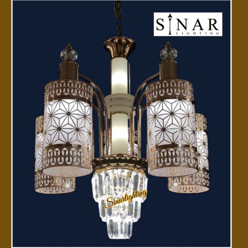 Lampu gantung minimalis kristal 16740/5+1