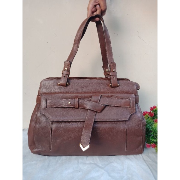 VINCIS BENCH TORE BAG COKLAT KULIT MANTUL, TAS VINCIS BENCH,  PRELOVED VINCIS BENCH,  TOTE KULIT ASL