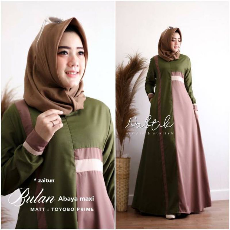 Bulan abaya maxi pakaian wanita dress fashion muslim