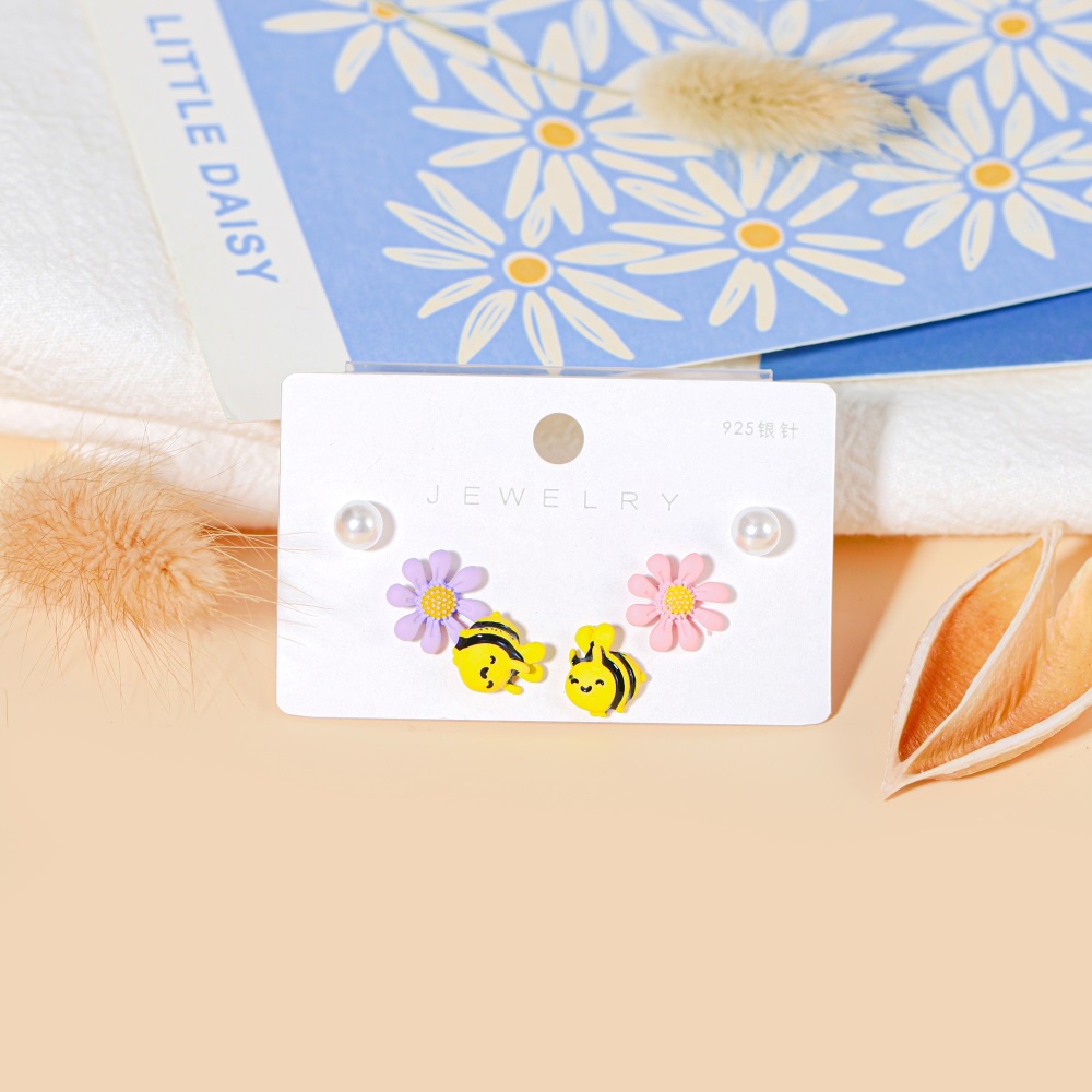 Anting S925 Silver Bentuk Bunga Kecil Gaya Korea Untuk Wanita