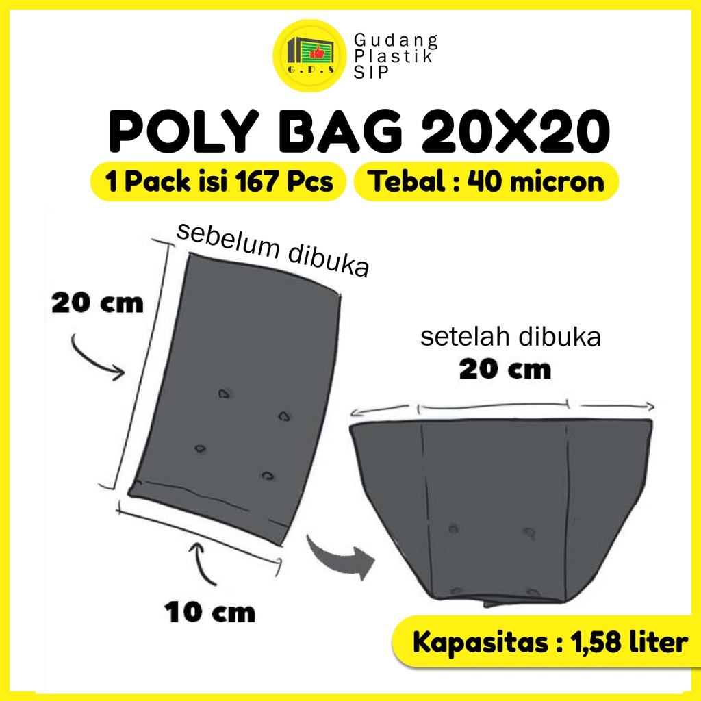 PLASTIK POLYBAG TANAMAN  20x20 cm