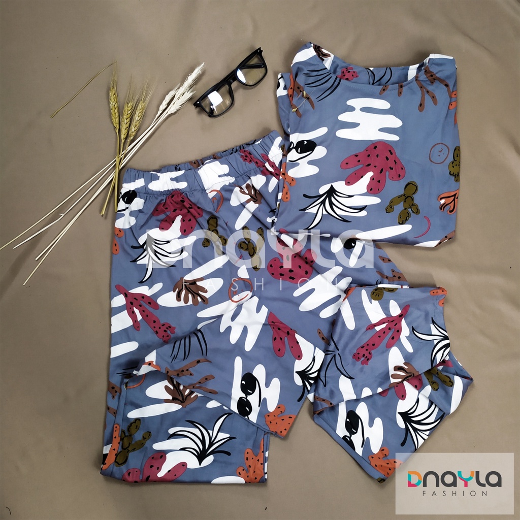 Daily Set Baju Tidur Piyama One Set Setelan Baju Wanita Motif Kaktus