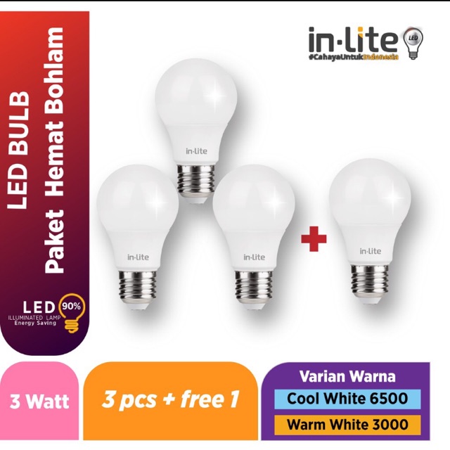 [4PCS] in-Lite inLite LED MULTIPACK 3 free 1 Bulb 3 5 7 9 11 15 18 25W BERGARANSI LED BERKUALITAS