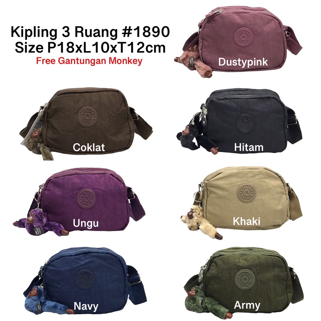 FS Tas Selempang Kipi 1890 Mini Free Gantungan Monyet/ Sling Bag Mini Corak 0189