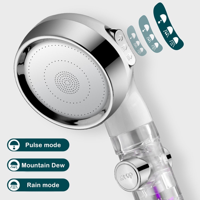 BeRain Kepala Shower Mandi Transparent dengan keran On Off, Turbocharge menggandakan kekuatan air Handheld Shower- BR-2313 360 Degrees Rotating Shower Head High Pressure Spray Nozzle Handheld Universal Showerhead Water Saving Bathroom Accessories