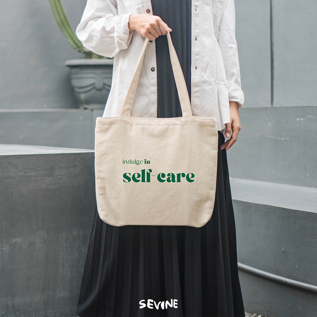 Sevine Tote Bag Kanvas Emily Resleting Kantong Tas Wanita Kuliah Sekolah Fashion Laptop Totebag Kerja Quotes Self Affirmation Vintage Aesthetic - VG