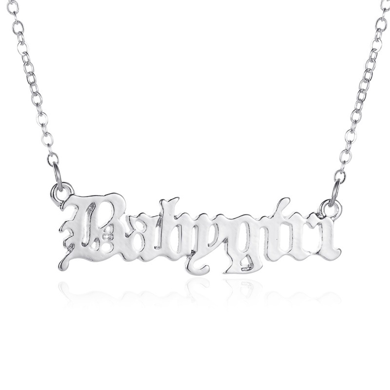 Kalung Alfabet Personalisasi Babygirl English Alphabet Necklace Rantai Klavikula Wanita Sederhana Hadiah Pacar Valentine