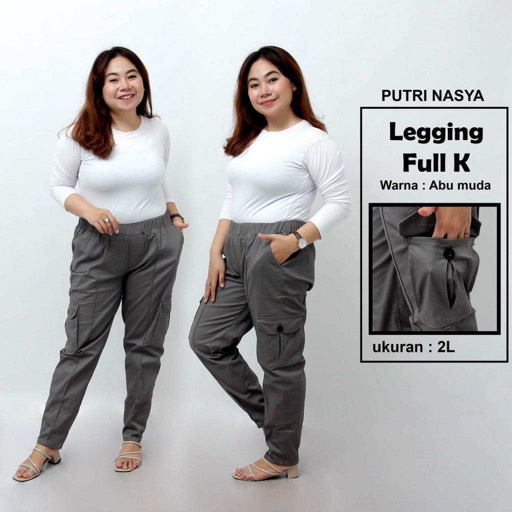 Putri Nasya - Celana Big Size Panjang Ukuran 8L,6L,5L,4L,2L,XL, All Size Warna Cream Moca Capucino Abu Tua Muda Hitam