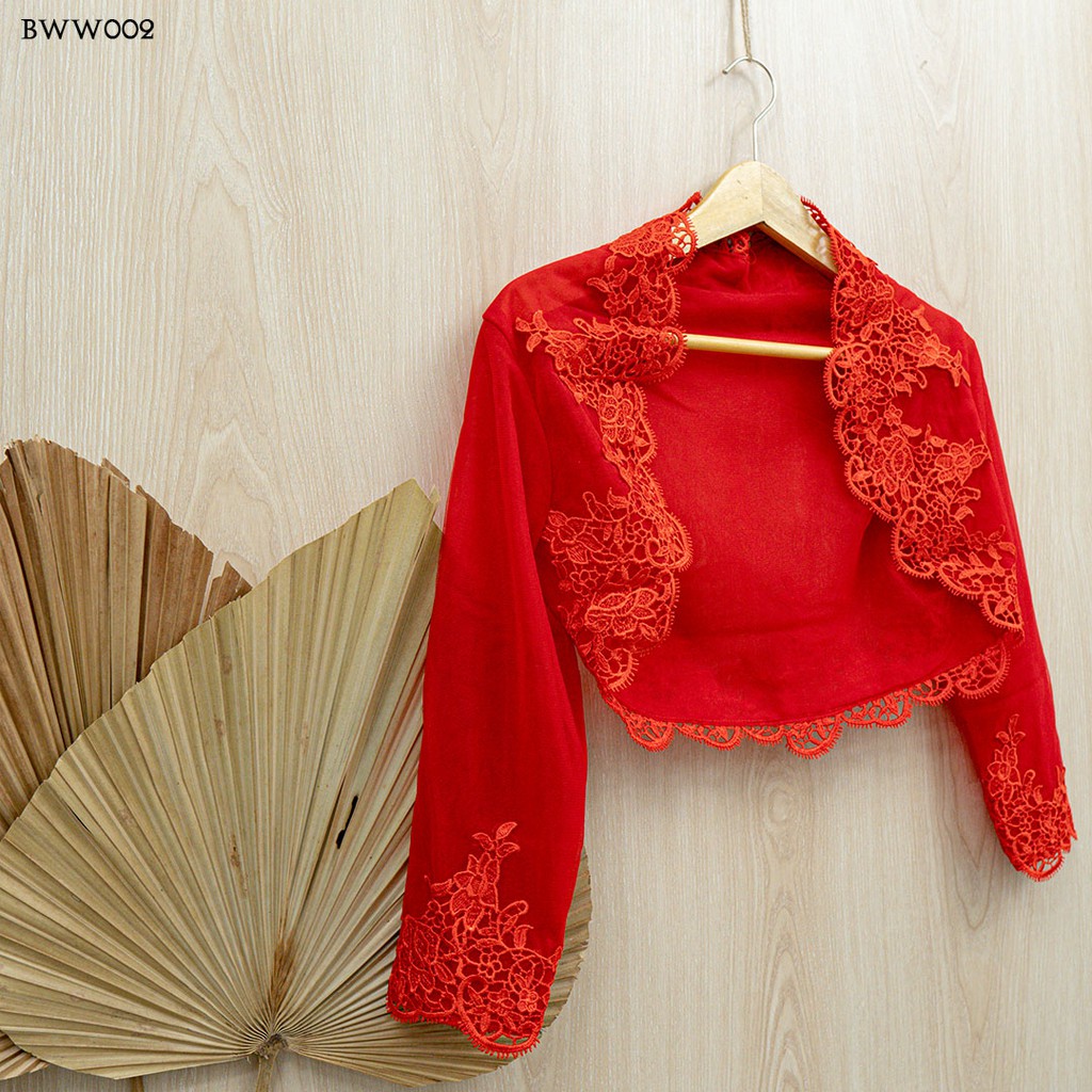 [PALING LARIS] BOLERO PENGANTIN AKSESORIS WEDDING LENGAN PANJANG MERAH BWW002