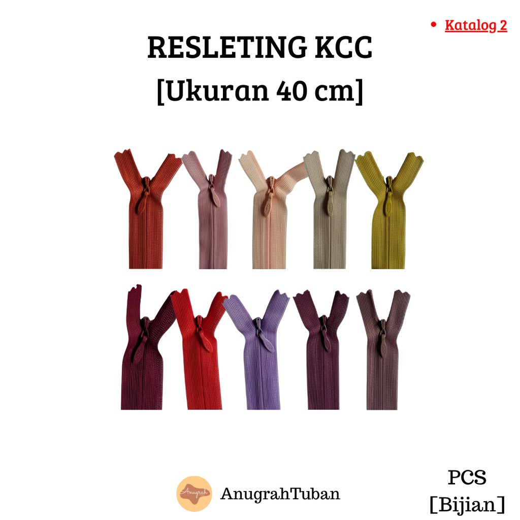 [Katalog 2] KCC 40cm Resleting/Ritsleting/Rit/Zipper Jepang Baju Celana Kemeja Rok Seragam Kerajinan