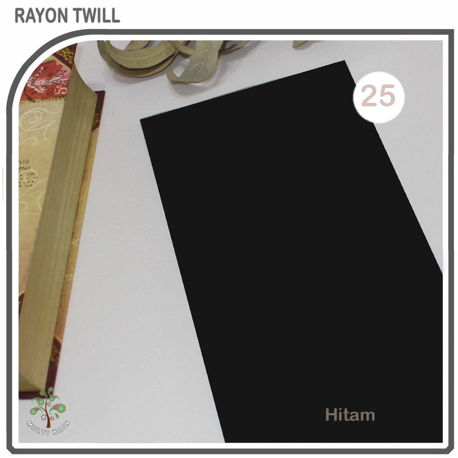 Multi kain rayon twill viscose sakura polos premium quality soft lembut tebal harga eceran-25 hitam