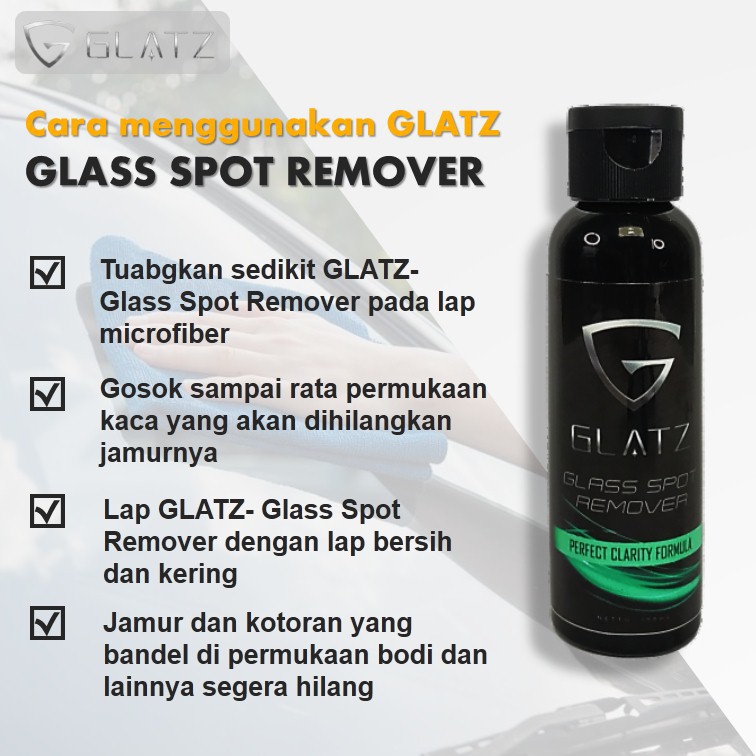Pembersih Jamur Kaca Mobil Glass Spot Remover GLATZ Pengkilap Penghilang Kerak Kaca Aman Kinclong-4