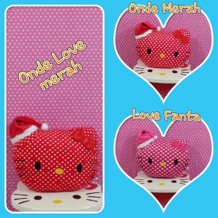 BANTAL BONEKA NATAL SOFA KURSI MOBIL HELLO KITTY PINK FANTA MERAH