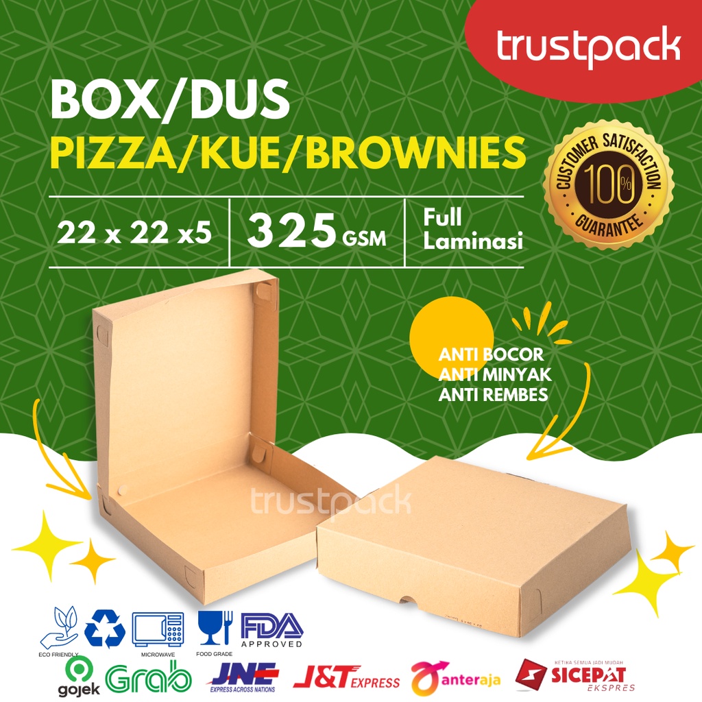 BOX DUS KARDUS KOTAK PIZZA ROTI KUE BROWNIES 22x22x5 cm