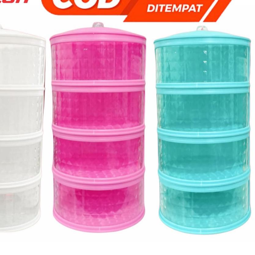 ۞ Multi-layer Rak plastik penyimpanan tempat makanan penutup tudung saji Multi-layer Rak plastik pen