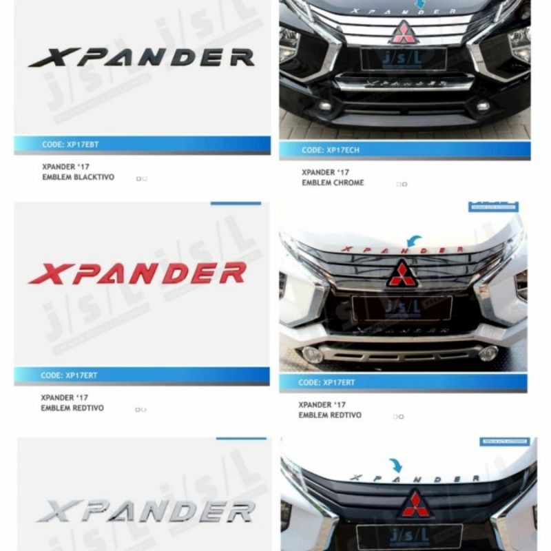 emblem kap mesin Xpander hitam chrome merah jsl