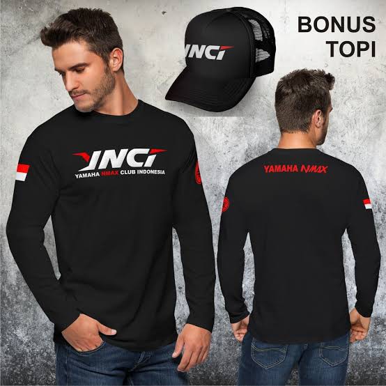 KAOS YNCI LENGAN PANJANG+topi /KAOS NMAX CLUB MOTOR INDONESIA+topi/