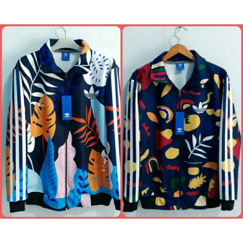 JAKET TRACKTOP ADIDAS MIRROR FULL PRINTING MOTIF BUNGA/JAKET SANTAI/JAKET OLAHRAGA