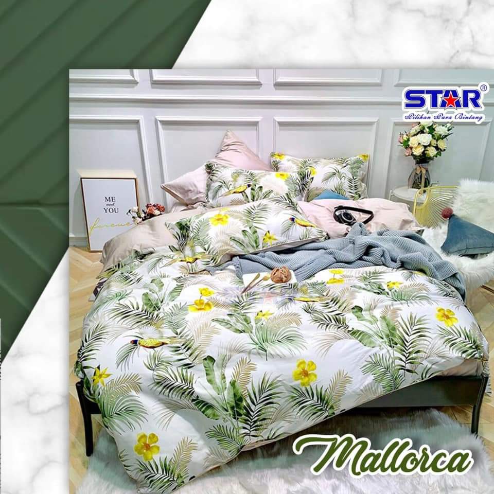 Bahan Kain Sprei Katun Lokal CVC Meteran | Merk STAR | Motif Mallorca