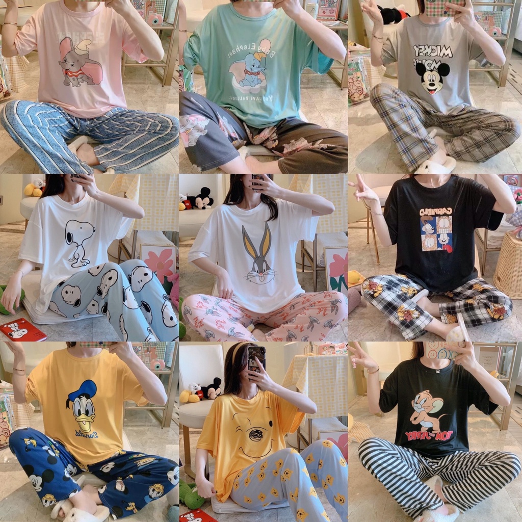 Baju Tidur Piyama Setelan Celana Panjang CP Import Pajamas Motif Korea Murah