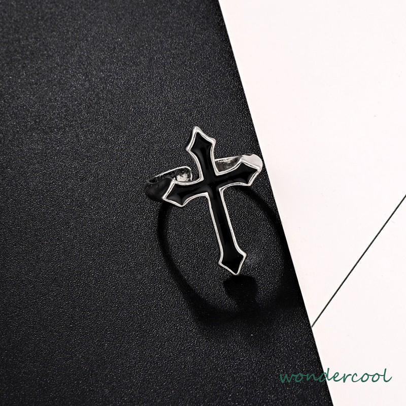Cincin Jari Telunjuk Model Silang Gaya Retro Punk Untuk Unisex -Won