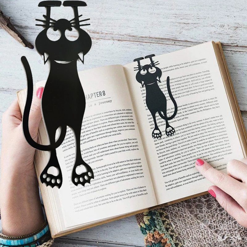 

1/2/5Pc 3D Hollow Black Cat Bookmark for Books Kawaii Plastic Book Mark for Kids Student Teachers Gi