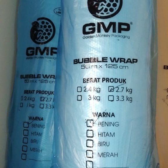 

BUBBLE WRAP MURAH WARNA PUTIH GMP BIRU 125CM x 50M Berat 2,6KG