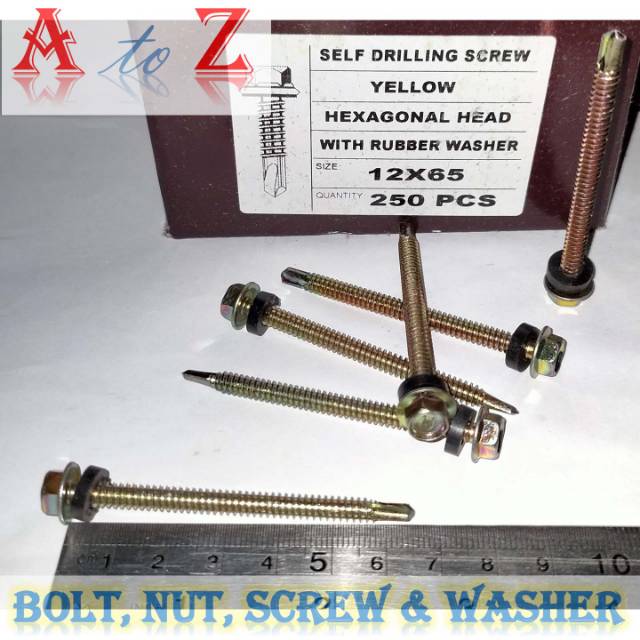 Sekrup driling 12 x 65 mm (100pcs)/baja ringan/atap/taso/seng/sds/roofing/baut driling 12 x 65mm